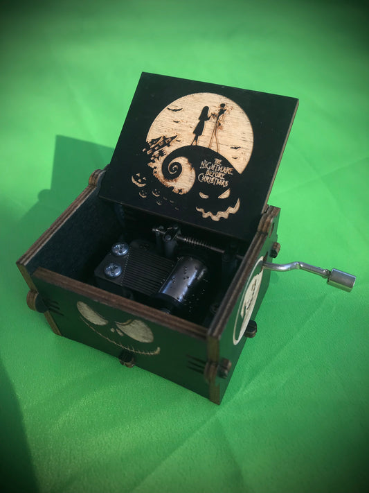 Tim Burton Jack and Sally wooden music box of the Nightmare Before Halloween