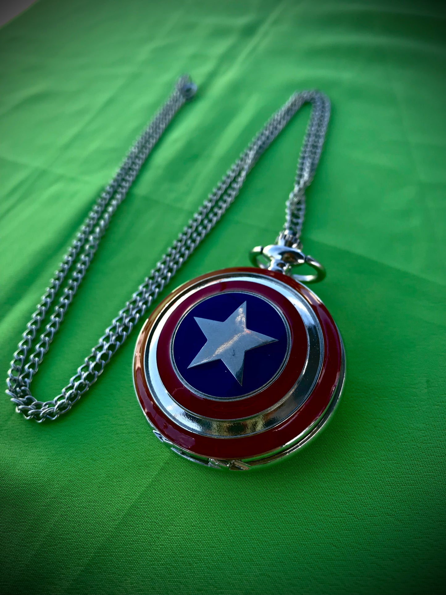 Captain America Bronze Pocket Watch MARVEL COMICS Themed necklace