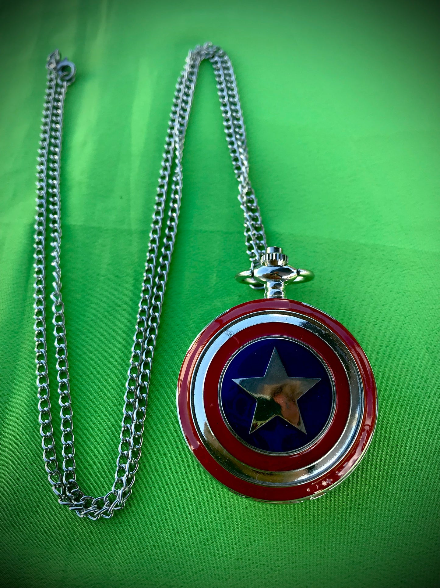 Captain America Bronze Pocket Watch MARVEL COMICS Themed necklace
