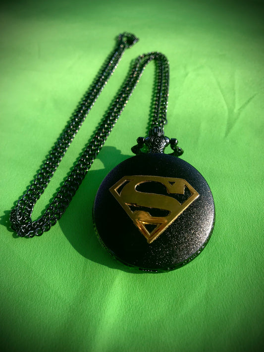 Superman Bronze Pocket Watch DC COMICS Themed necklace