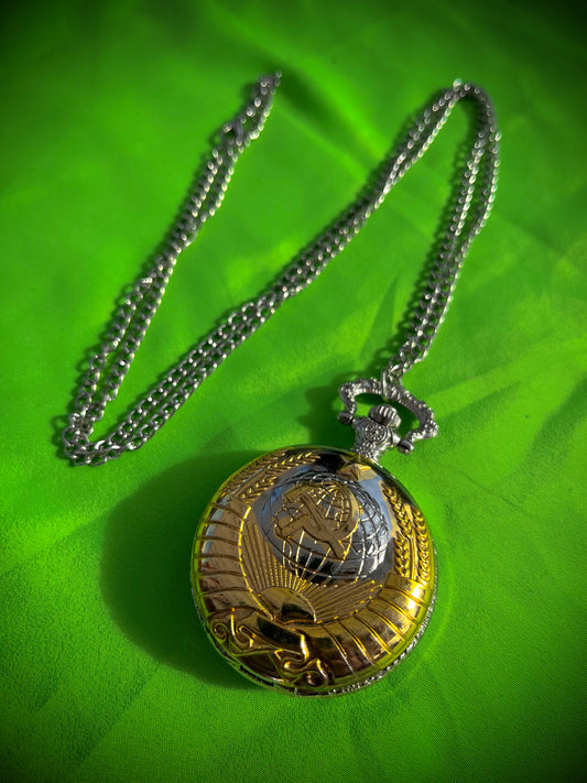 URSS Bronze Pocket Watch Soviet Union Themed necklace