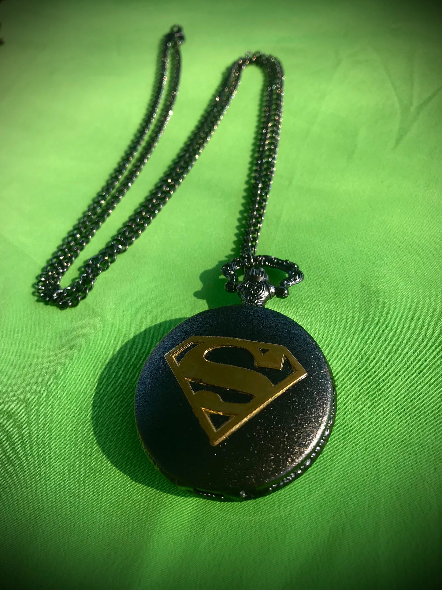Superman Bronze Pocket Watch DC COMICS Themed necklace