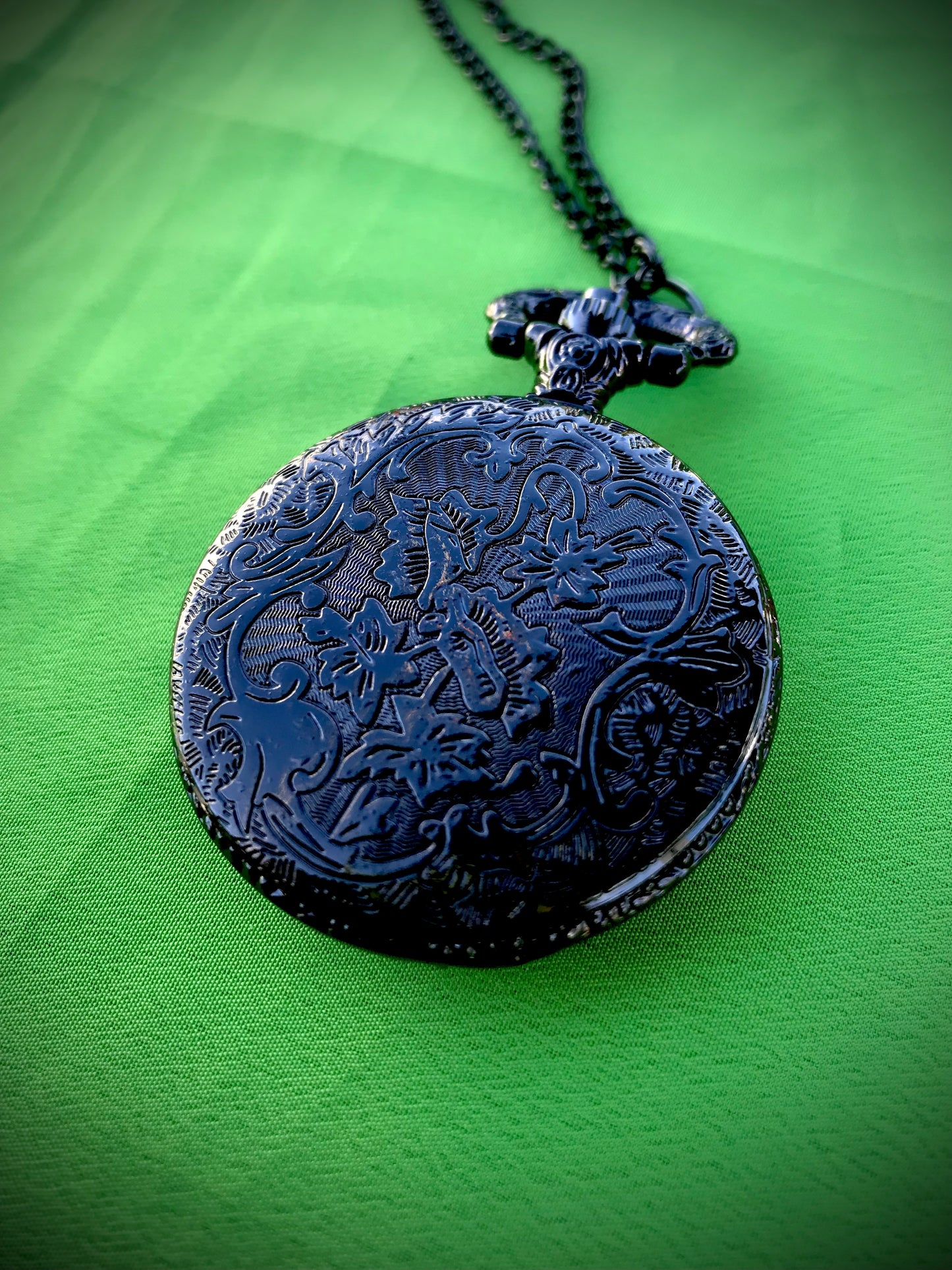 Jack and Sally Bronze Pocket Watch Nightmare before Christmas Themed necklace