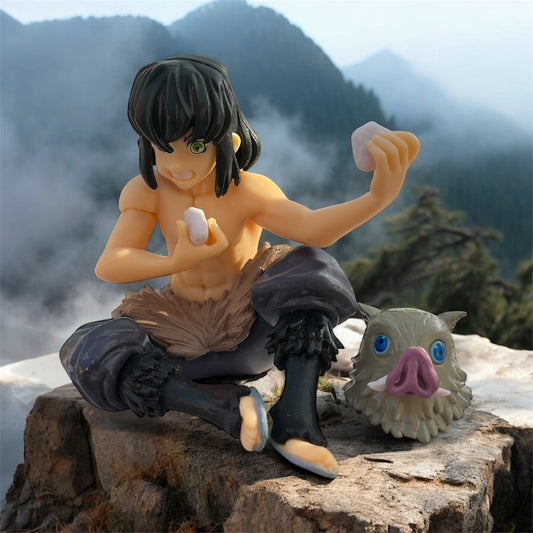 Inosuke Hashibira Sitting Figurine – Demon Slayer Collectible with Boar Mask