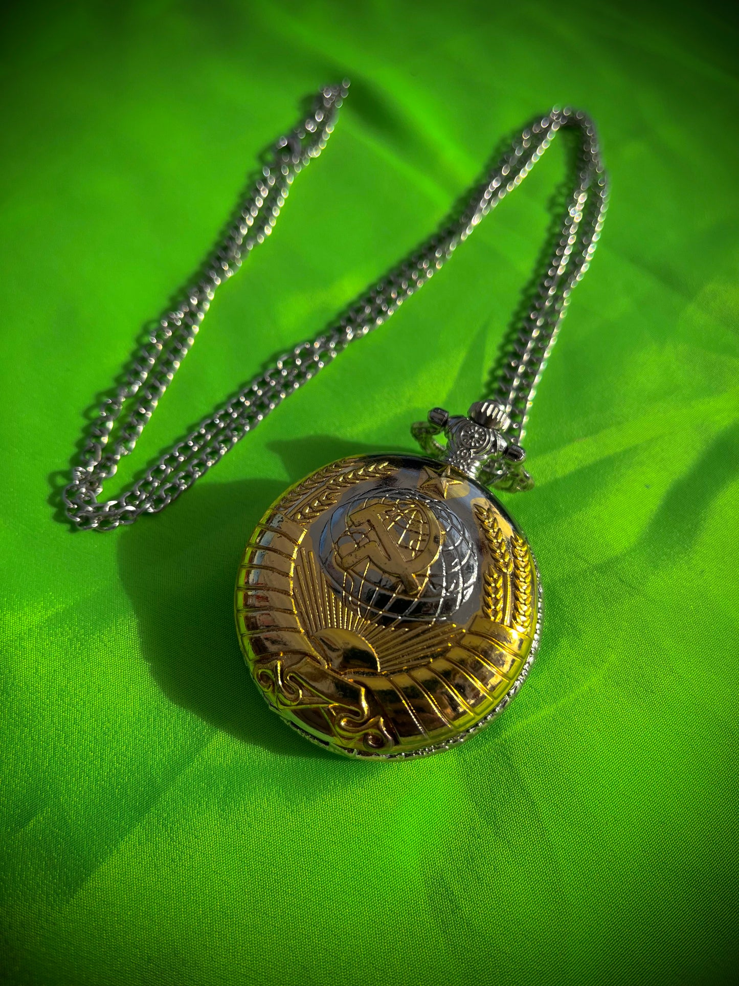 URSS Bronze Pocket Watch Soviet Union Themed necklace