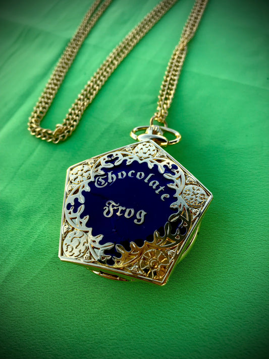 Harry Potter Chocolate Frog Bronze Pocket Watch movie Themed necklace