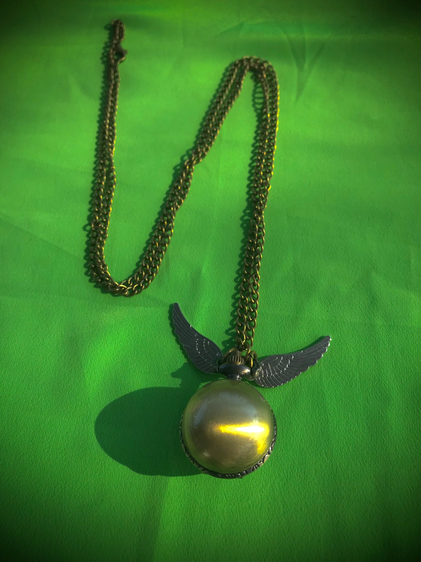 Harry Potter Gold Snitch Bronze Pocket Watch movie Themed necklace