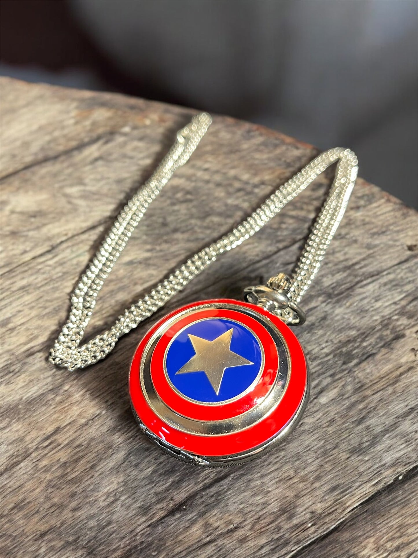 Captain America Shield Pocket Watch – Marvel Collectible Geek Gift